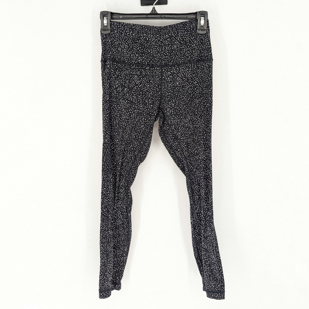 Lululemon Galaxy Tights Leggings Black White 4/6 gym workout athleisure gorpcore